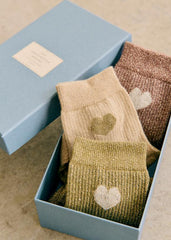 Lurex Hearts Sock Trio in Gift Box