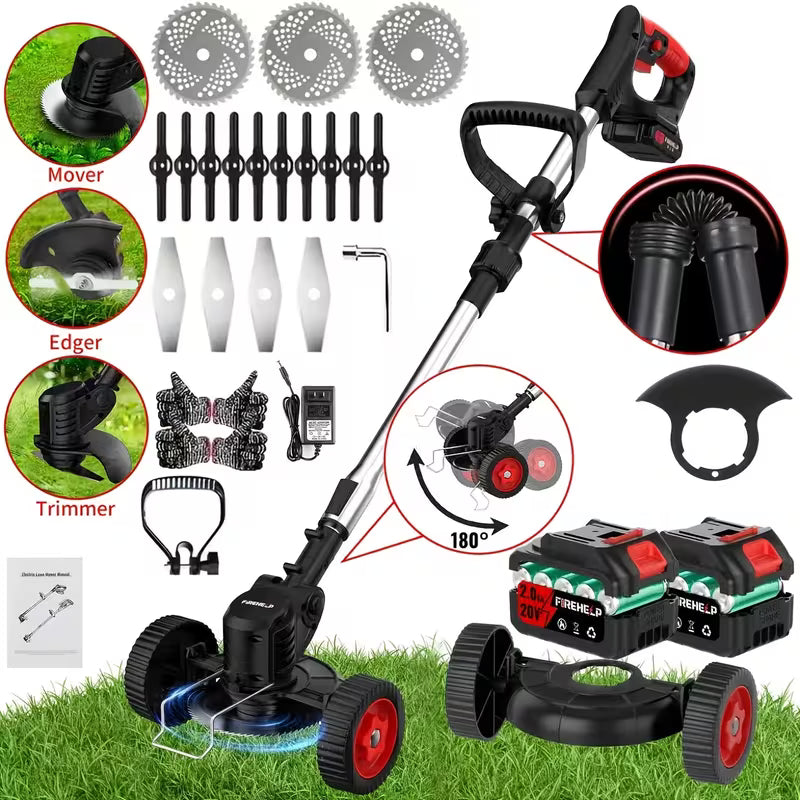 21V Cordless Electric Weed Wacker | 3-in-1 Lawn Trimmer, Edger & Garden Cutter with 3 Blades