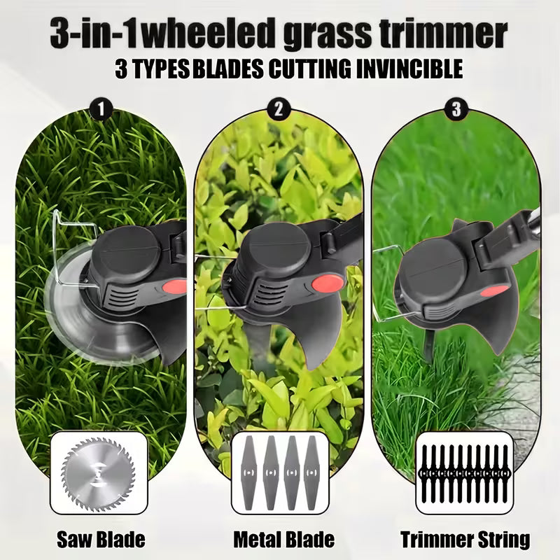 21V Cordless Electric Weed Wacker | 3-in-1 Lawn Trimmer, Edger & Garden Cutter with 3 Blades