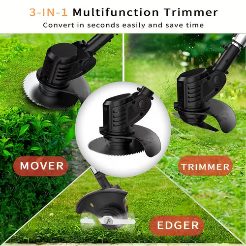 21V Cordless Electric Weed Wacker | 3-in-1 Lawn Trimmer, Edger & Garden Cutter with 3 Blades