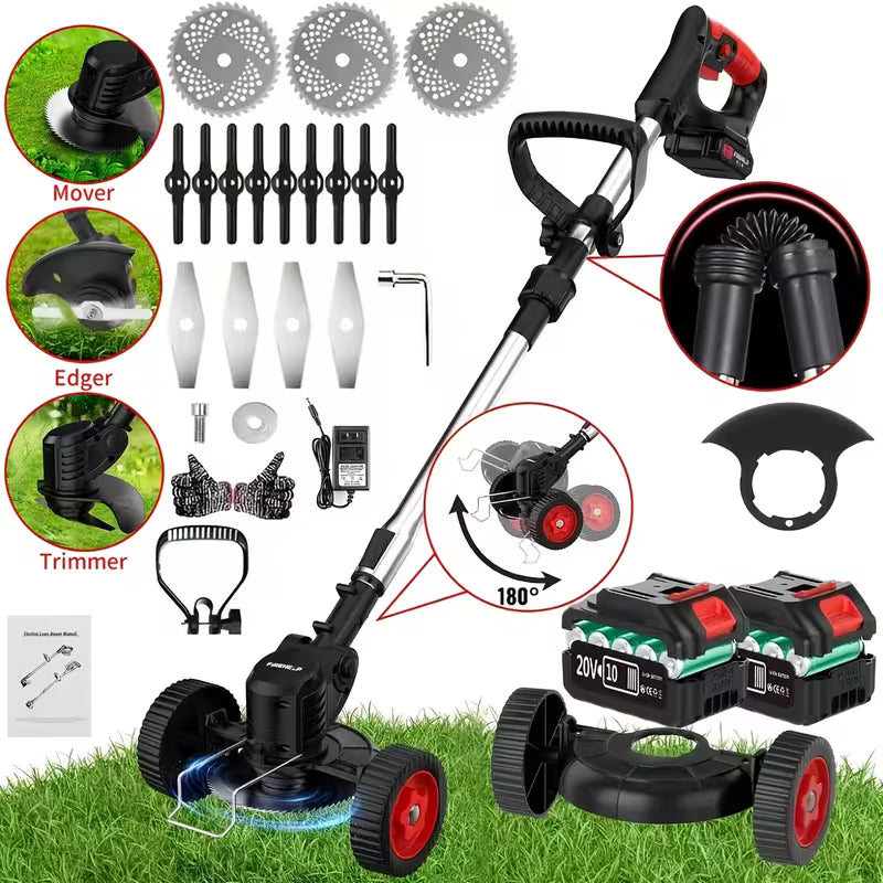 21V Cordless Electric Weed Wacker | 3-in-1 Lawn Trimmer, Edger & Garden Cutter with 3 Blades