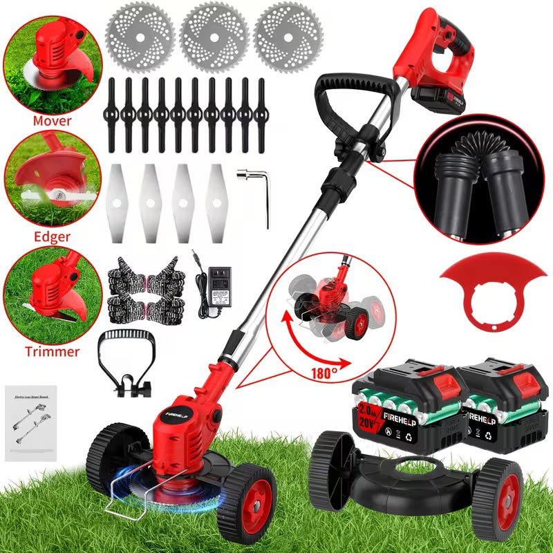 21V Cordless Electric Weed Wacker | 3-in-1 Lawn Trimmer, Edger & Garden Cutter with 3 Blades