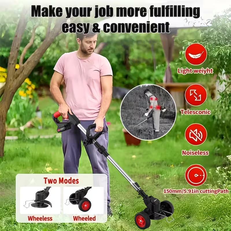 21V Cordless Electric Weed Wacker | 3-in-1 Lawn Trimmer, Edger & Garden Cutter with 3 Blades