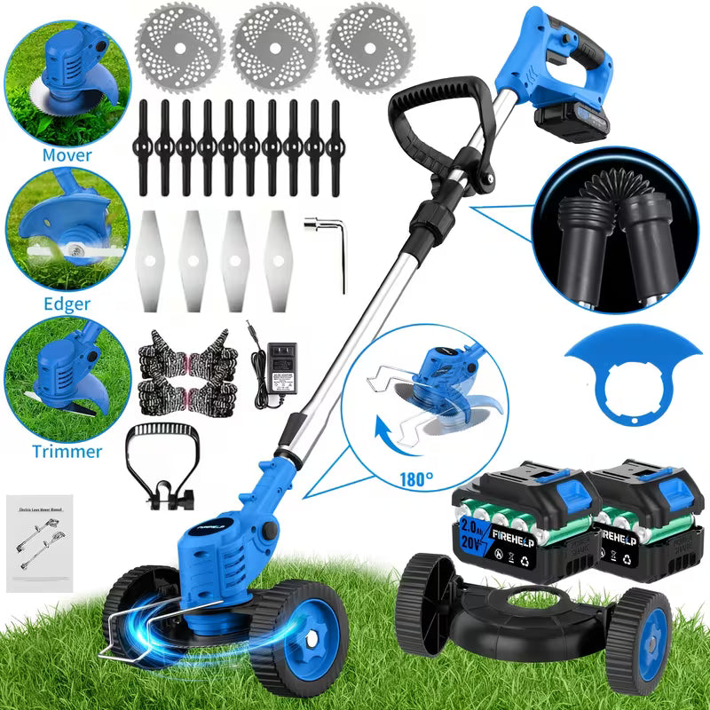 21V Cordless Electric Weed Wacker | 3-in-1 Lawn Trimmer, Edger & Garden Cutter with 3 Blades