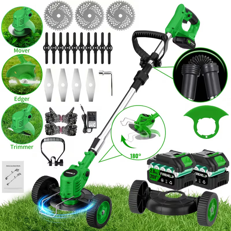 21V Cordless Electric Weed Wacker | 3-in-1 Lawn Trimmer, Edger & Garden Cutter with 3 Blades